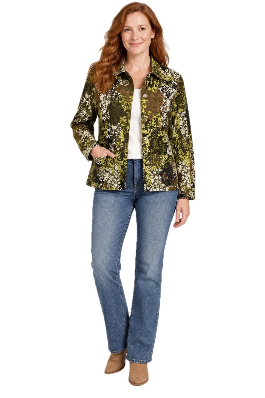 Christopher & Banks Dark Floral Paisley Jacket Women's Large Boho Fall Statement